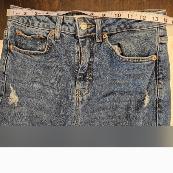 Topshop Cut Off Crops Straight Leg. Ripped. Blue. Size Waist 28 - Picture 9 of 14